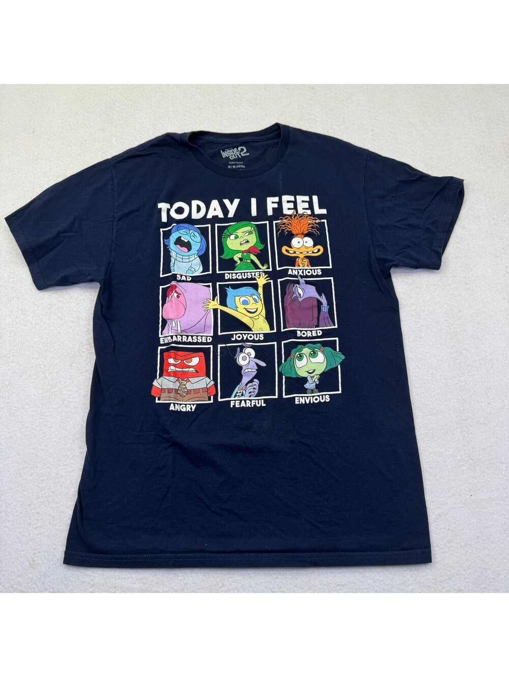 Disney Pixar Inside Out 2 Shirt Mens Medium Blue Short Sleeve Crew Neck Tagless
